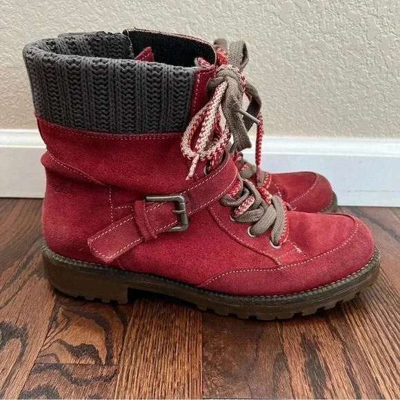Bos. & Co. Red Side Zip Boots Women Size 41 US 10 Outdoor Suede Leather Colony - Picture 1 of 16